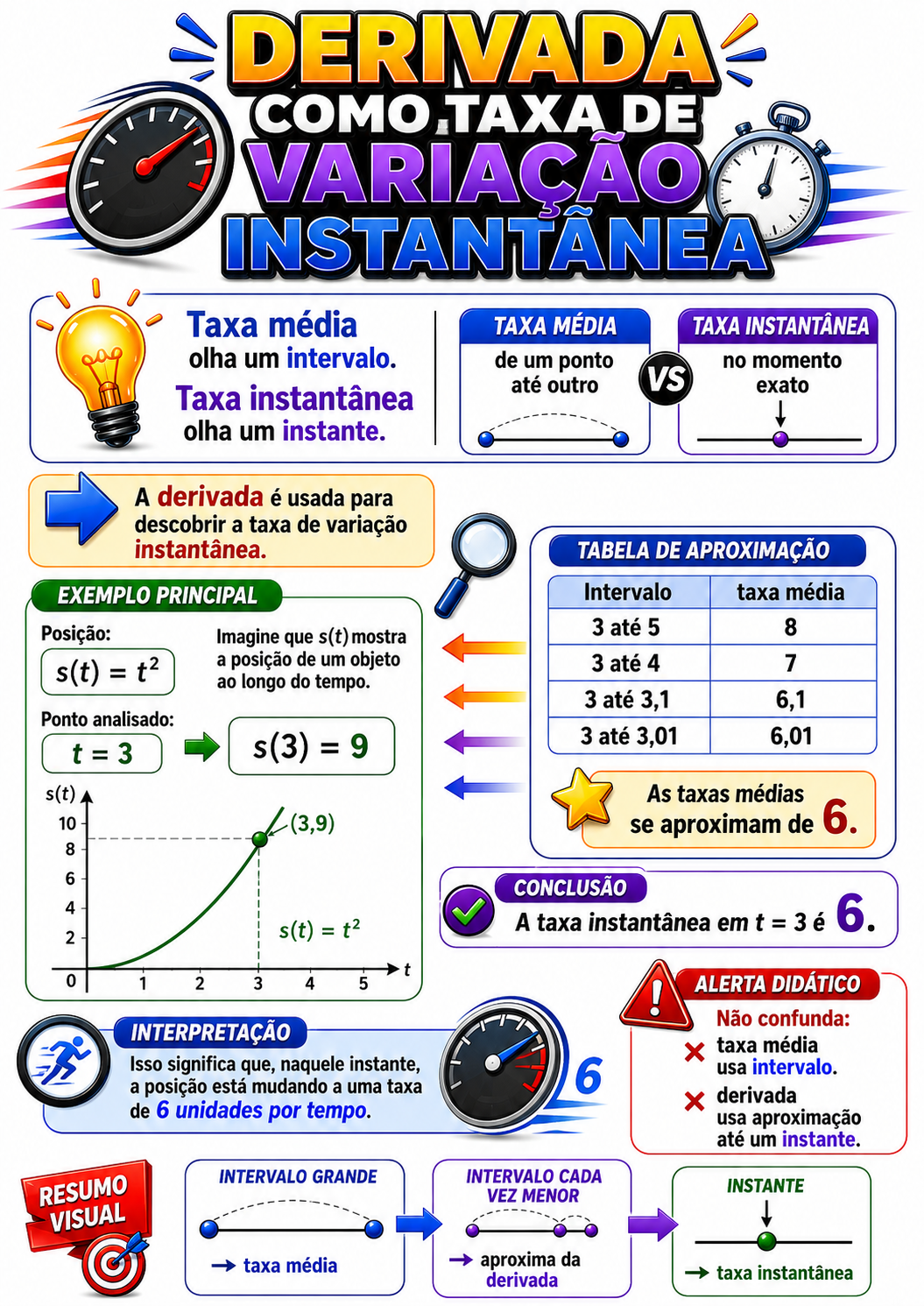 Página visual de Cálculo I: Derivada como taxa de variação instantânea