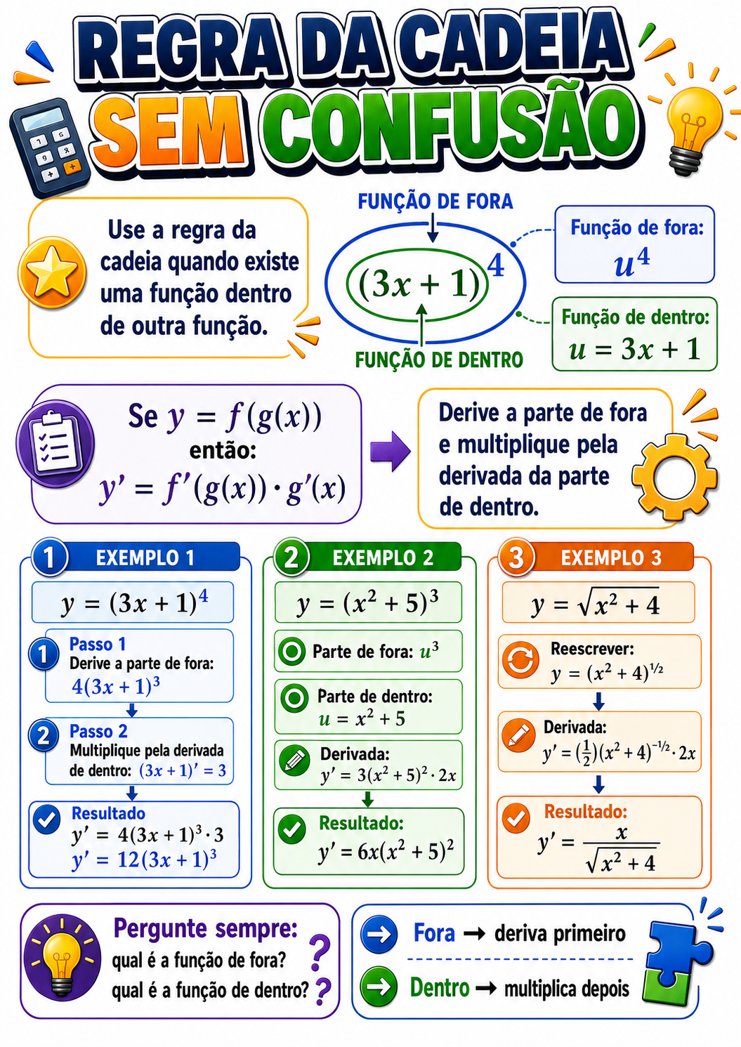 Página visual de Cálculo I: Regra da cadeia sem confusão