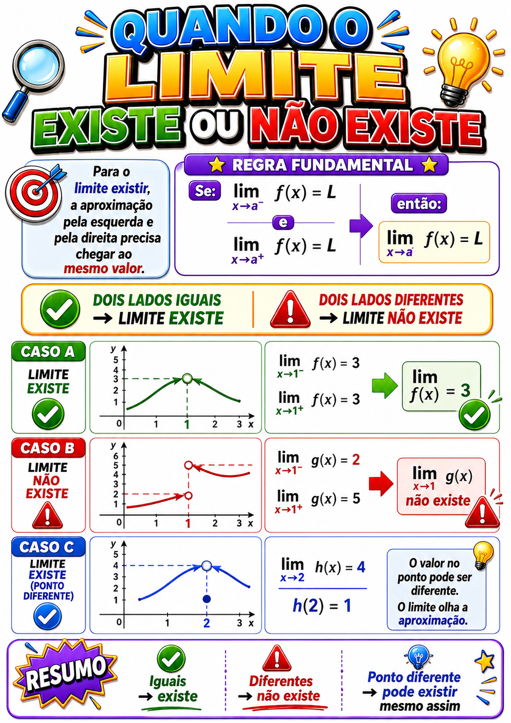 Página visual de Cálculo I: Quando o limite existe ou não existe