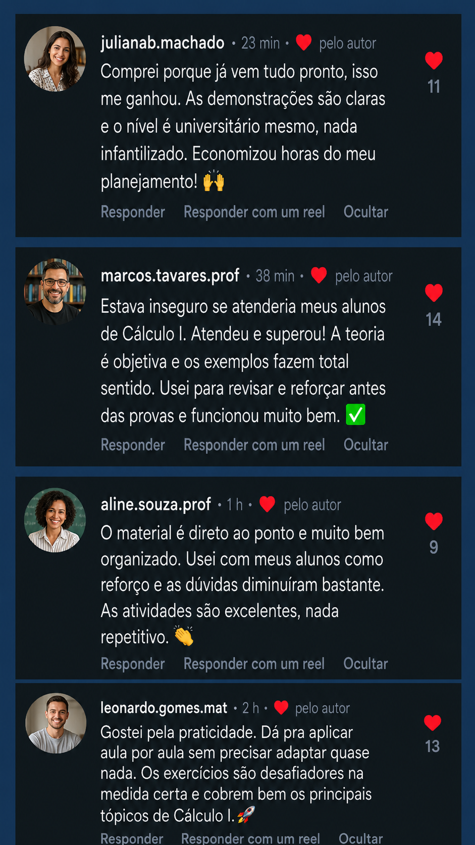 Depoimento de aluno sobre o material de Cálculo I